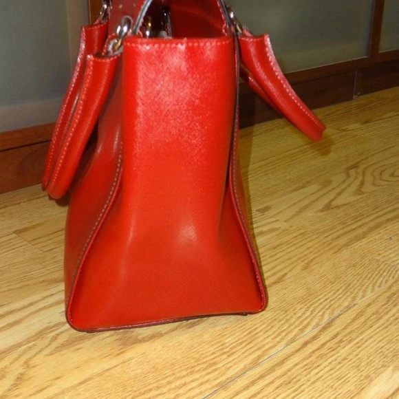 ABRO Red Saffiano Satchel Crossbody Handbag NEW - Picture 4 of 8